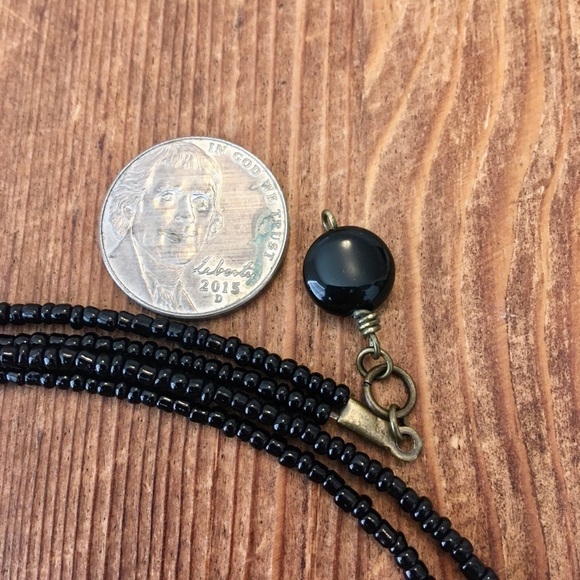 Double Strand Black Beaded Ladies Necklace,  Handmade Ladies Necklace - Picture 3 of 6